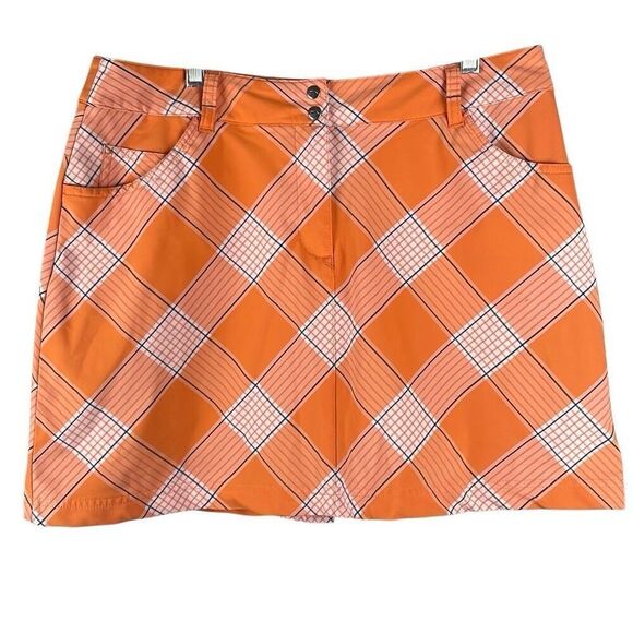 Slazenger Orange Plaid Golf Skort 8 - Picture 1 of 10